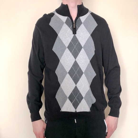 Tasso Elba Men’s Polo Grey and Black - Large - Picture 1 of 3